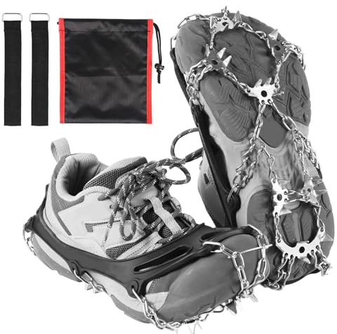 2 Crampones Antideslizantes para Botas, Antideslizante Crampones con Clavos Botas Tacos de Tracción Caminar Equipo de Escalada Montaña para Hombres y Mujeres Senderismo Regalo