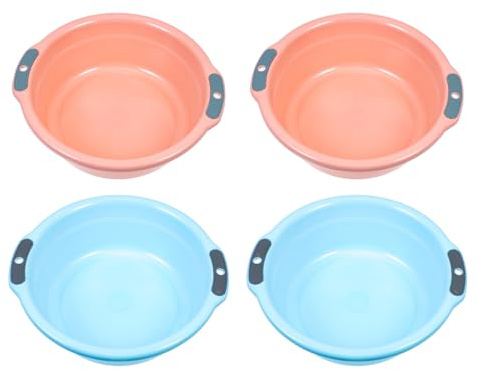 BUTIFULSIC 4pcs Blue Double Handles Washbasins Made of Sturdy Pp Material Hanging Hole Design for Easy Storage and Space Saving for Home Kitchen and Foot Bath Use Random Color