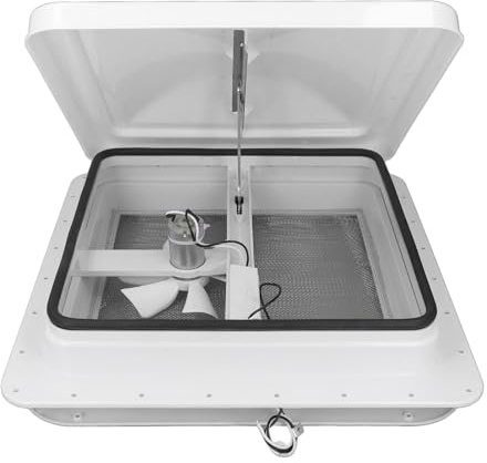 Yctze Ventilador de Techo de 14 Pulgadas con Motor Reversible de 12 V y Control remoto: Ventilación Ideal para Vehículos Recreativos, Autocaravanas y Remolques