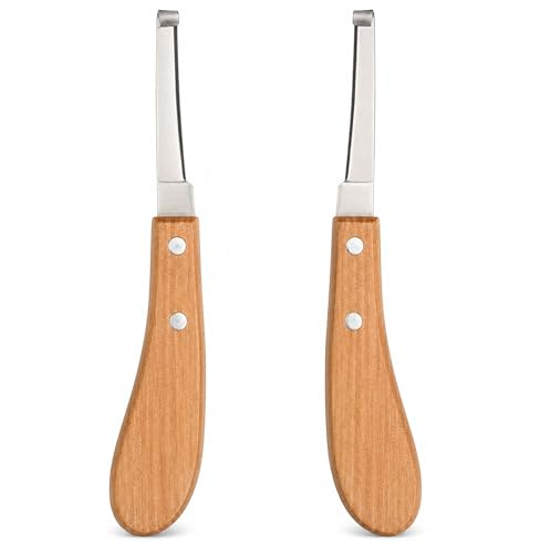 csncis Lot de 2 couteaux de cour pour chevaux, grattoir de cour pour chevaux, droitiers et gauchers, grattoir de cour, 21,3 cm, petit grattoir à sabot pour chevaux avec manche en bois pour bovins et