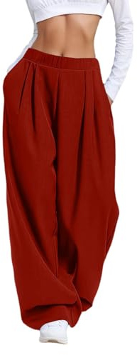Pantalones de lino para mujer de verano con ancho fluido de cintura alta algodón ligero casual con bolsillos pantalones de playa transpirable estilo bohemio chic A188