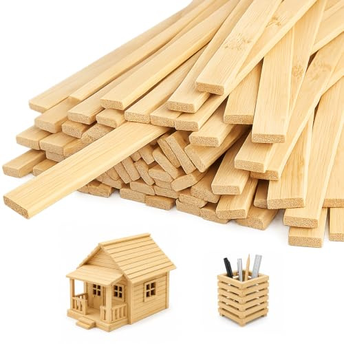 Forhandy 100 stycken träpinnar för pyssel, 9 x 3 mm pysselträpinnset av naturträ, trälister för gör-det-själv och pyssel, husrenovering, modelltillverkning, färgomrörare (40, centimeter)
