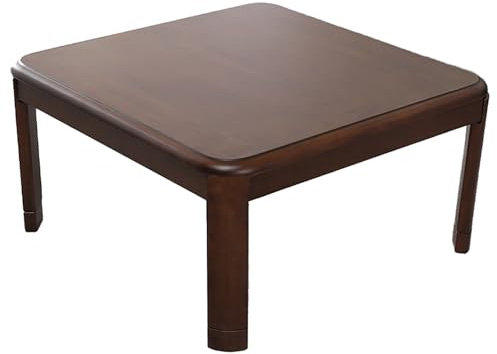 Kchsdool Kotatsu Heater Table, Solid Wood Low Floor Dining Desk & Energy-Efficient Electric, Japanese Style Warming for Living Room, Gaming & Work(Brown,80cm)