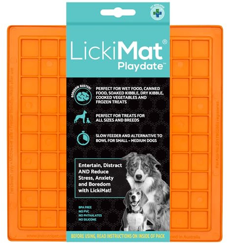 LickiMat Tapis d'alimentation Classique Playdate pour Chien pour soulager l'ennui et l'anxiété, idéal pour la Nourriture, Les friandises, Le Yaourt ou Le Beurre d'arachide, Tapis à lécher pour Chien,