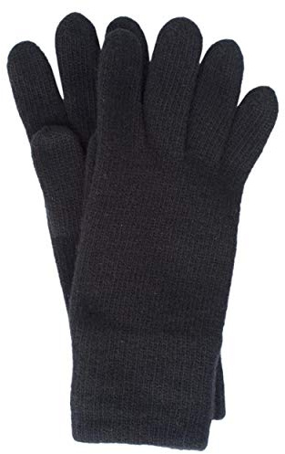 FosterNatur, Merino Damen Wollhandschuhe/Fingerhandschuhe, 100% Wolle Merino extrafein (7, Schwarz)