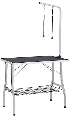 vidaXL Trimmtisch Verstellbar 2 Schlaufen Korb Pflegetisch Schertisch Hunde