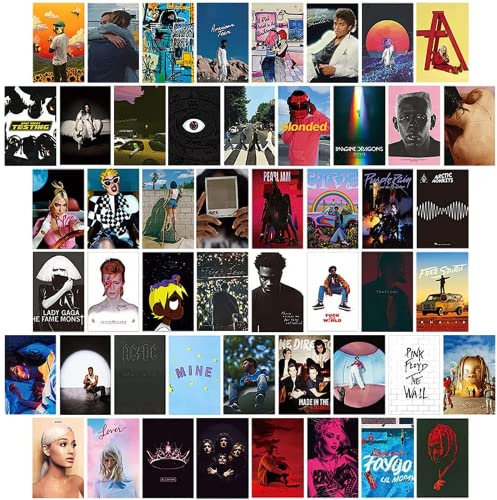 PANYI 50 Pcs Album Cover Aesthetic Pictures Wall Collage Kit4*6IN,Aesthetic Picture Indie Room Deco,Art Posters for Dorm Wall Decor,Double-sided Printing,Posters for Room Aesthetic
