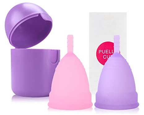 PATILWON Menstrual Cups 2 Pack Period Cup, with Micro-Wave Oven Box Holder