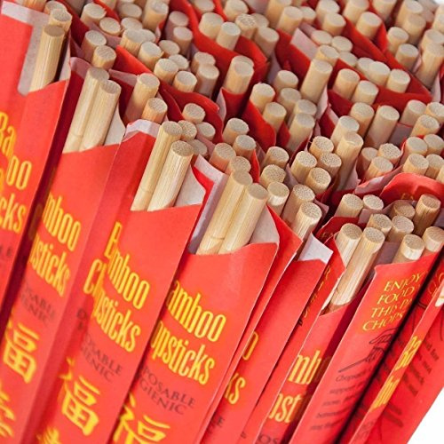 ROYALNA 100 Pairs Palillos UV Treated Premium Disposable Bamboo Chopsticks Sleeved and Separated (Bamboo, 100 pairs)