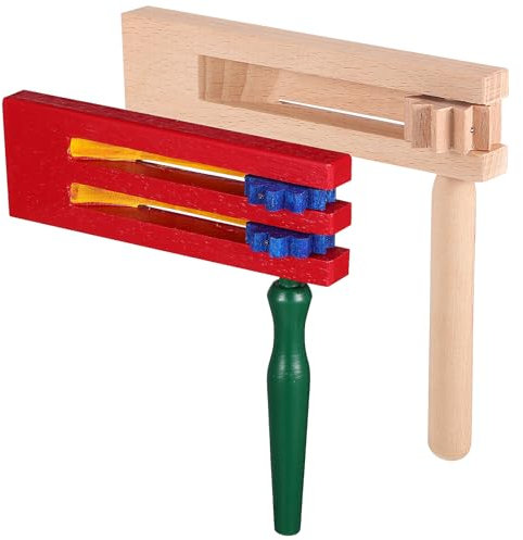 Gadpiparty 2 Stück Traditionelle Matraca-Ratsche Holzratsche Geräuschmacher Rassel Ratsche Schlaginstrument Spielzeug Für Fußballspiele Sportveranstaltungen Partys