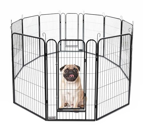 MaxxPet Welpenauslauf - Laufstall Hund - Welpenlaufstall Hundegitter Wohnung - Faltbarer Außen Laufstall - verstellbares Außengehege - 12 Paneele - 100x60 cm