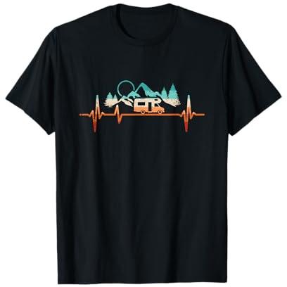 Retro Camping Heartbeat RV Caravan Motorhome T-Shirt