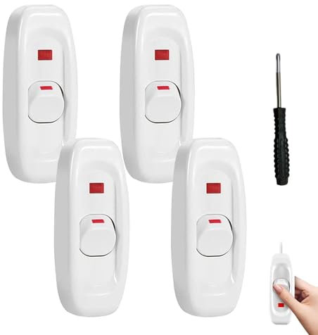 RYAN 4 Pezzi Interruttore in Linea Bipolare 10A / 250 V Interruttore Lampada Elettrico Interruttore a Bilanciere Tavolo Con Cacciavite per 2 O 3 Linea Piccoli Elettrodomestici o Lampada (Bianco)