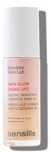 Sensilis Skin Glow Make-Up - Fondotinta idratante e luminosa, copertura leggera, per pelle spenta, adatta per pelli sensibili, 30 ml, tono 03 sabbia