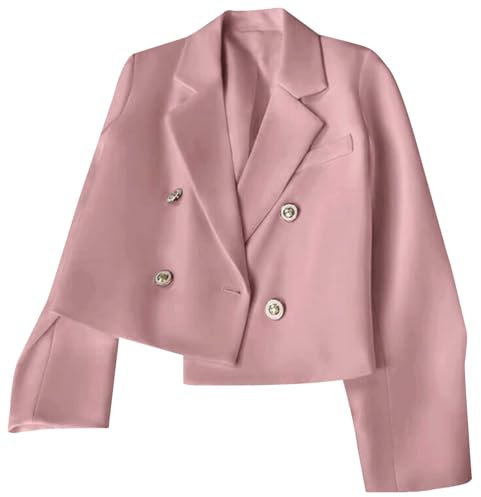 Damen Blazer, Jackett Casual Sweatblazer Frühling, Open Front Tailliert Einfarbig Blaser Jacke Blazer Kurz Oversize Basic Vintage Blazer Casual Outfit Damen Mantel Elegant