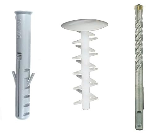 Gerüstbauer SET | Dübel PDK100 mit Kragen 14x100 mm, 100 Stück + Dübelstopfen mit Kreuzlamelen14x40 mm, 100 Stück + Hammerbohrer 14x210/150, 1 Stück