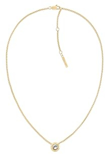 Calvin Klein kvinnors TWISTED BEZEL SOLITAIRE kollektion gult guld halsband med en berlock utsmyckad med kristaller - 35000770