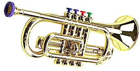 Kisangel Trompette Jouet Musicale en Plastique Doré, Modèle Imité pour Garçon et Filles, Instrument D’éveil pour Débutants, pour Jeux Musicaux