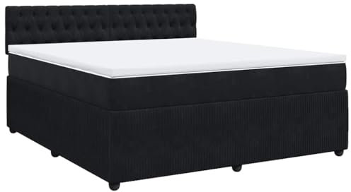 Eleganz Boxspringbett 180x200 cm mit Matratze in Schwarz Samt – Luxus-Bett für Schlafzimmer, ergonomischer Komfort & stilvolles Design
