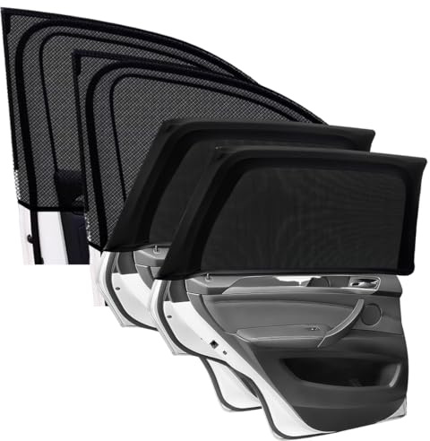 GXGM 4 Pièces Pare Soleil Voiture Bébé,Filet Anti-Insectes écran Fenêtre,Bloquer Les Rayons UV et Protection de la Vie Privée, Accessoires Auto,Portable Pare Soleil Voiture Arriere(Avant + Arrière)