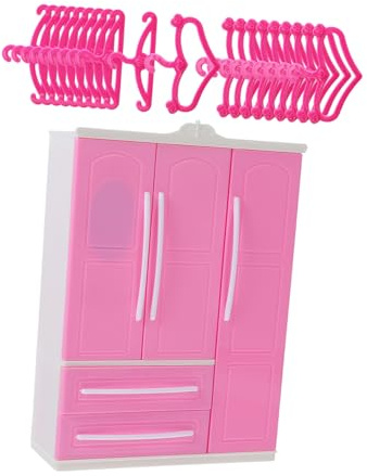 SUPVOX Armoire de Rangement pour Poupée Faces Abs avec Cintres Miniatures pour Vêtements de Poupée Organisateur Compact pour Décoration Maison Miniature