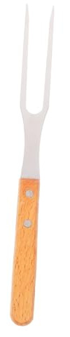 IMIKEYA Tenedor de Carne de Acero Inoxidable para Barbacoa con Mango de Madera Grueso Ergonómico Multifuncional para Asar al Aire y Cocina para Trinchar y Servir Parrillas