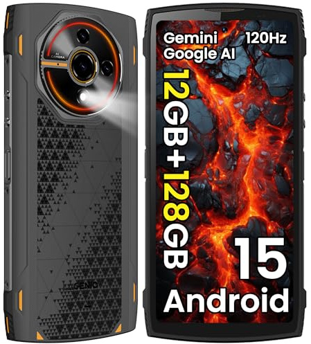 LAGENIO Panther2 Móvil Resistente Android 15, 12GB RAM+128GB ROM (TF 1TB), Cámara 16MP+8MP, 6.7 120Hz Móvil Robusto, 5150mAh, Dual SIM 4G/NFC/Face ID/IP68/IP69K Smartphone - Negro