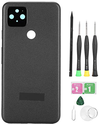 Ersättande mobiltelefon batterilucka Dörr Bakre hölje Bakre skal ABS metall för Pixel 5 (Svart)