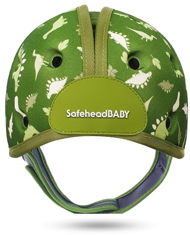 SafeheadBABY Soft Baby Head Protector Helmet for Crawling and Walking 7–24 Months – Ultra-Lightweight & Breathable Infant Safety Helmet That Grows with Your Baby (Head Circ. 40–52 cm) – Dino Green