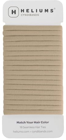 Heliums Thin Seamless Hair Ties - Sandy Blonde - 6mm Nylon No Damage Ponytail Holders, 1.75 Inch, Medium Hold for Thin to Normal Hair - 18 Pack