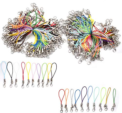Yueser Cordón para teléfono móvil a Colores, 200 Unidades de Cordones para teléfono móvil, cordón de muñeca con Cierre de mosquetón para Llavero, Joyas artesanales