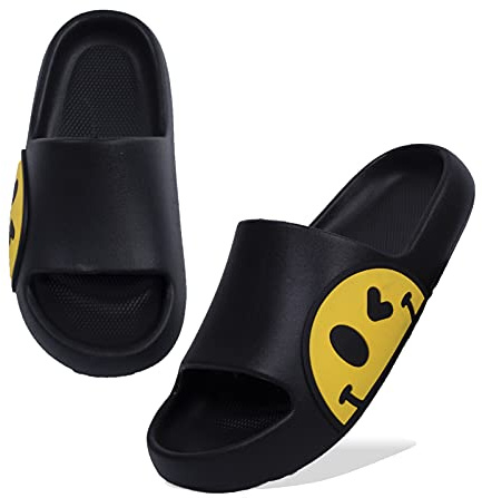 Waysoland Ciabatte donna uomo estive da Spiaggia Sandali,Ciabatte Morbide per bambini bagno,Doccia,pantofole antiscivolo infradito per interni ed esterni(nero,42/43 EU)