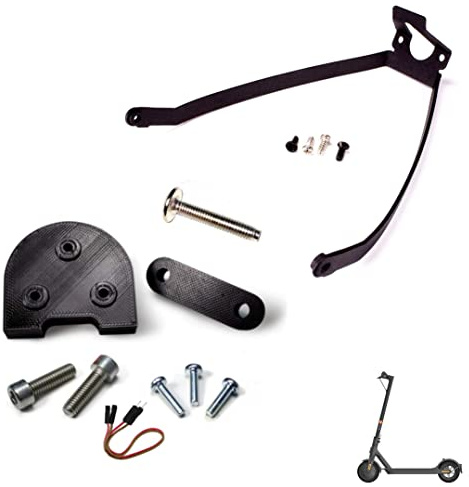 Myfuturshop® Supporto parafango posteriore con ruote da 10 per monopattino Xiaomi 1S, Essential e Pro 2 + kit di alzatappi e parafanghi (nero)