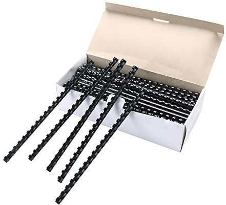 MYFULLY 100 Pack 21 Ring Plastic Comb Binding Spines | 3/8 Inch Diameter, 55 Sheet Capacity, A4, Black Binding Comb (3/8 (55 Sheet Capacity))
