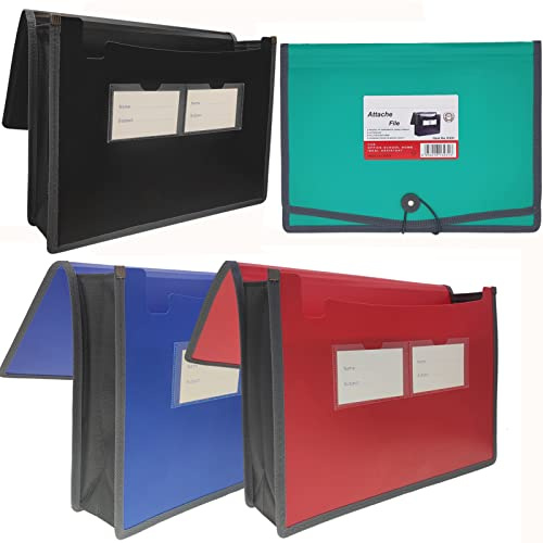 Cartella portadocumenti espandibile, in plastica di alta qualità, 8,3 cm, formato A4, per casa, scuola, ufficio, organizzazione, confezione da 4