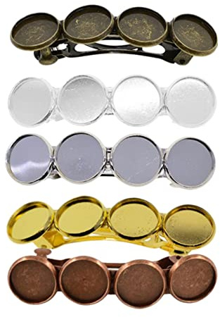 Oshhni 5 Piezas Pasadores de Pelo con Base Redonda de Metal Broches con Bandeja para Cabujón de 12mm Pinza con Ajuste Circular para Manualidades Adecuados