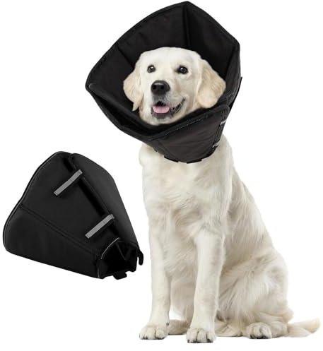 PUZAUKAL Halskrause Hund Weich Nach OP, Verstellbarer Anti Leckschutz Hund, Leichter Hundekragen, Leicht Halskrausen für Hunde, Schutzkragen für Kleine Hunde (Schwarz,M)