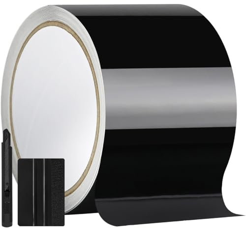 GRTHTATI 4 inch x 30ft Gloss Black Vinyl Wrap for Cars Chrome Delete Air-Release Adhesive Film with Tool Kit (Gloss Black, 4 inch x 30ft)