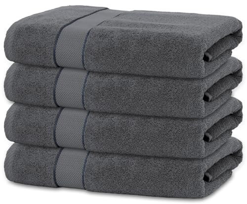 BANANALU 4 Badetücher 70x140 cm 100% Baumwolle Badetuch Duschtuch Anthrazit