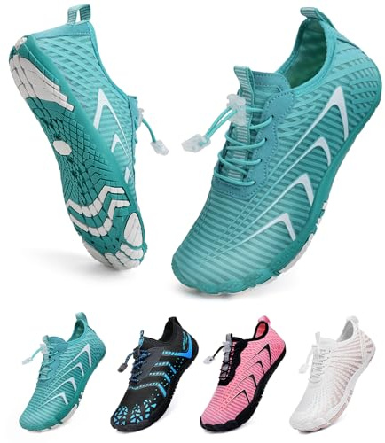 WateLves Zapatos Descalzos Todoterreno para Hombres Y Mujeres para Correr En El Agua para Nadar AcuáTicos Playa Transpirable Y Antideslizante(Verde de la Luna 44)