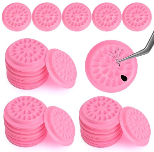100 Pink Lash Trays & Pads: Lash Extension Glue Rings & Holder Tray