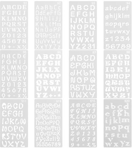 AMANDELIZABE 12 stencil riutilizzabili per scrapbooking, disegno e fai da te