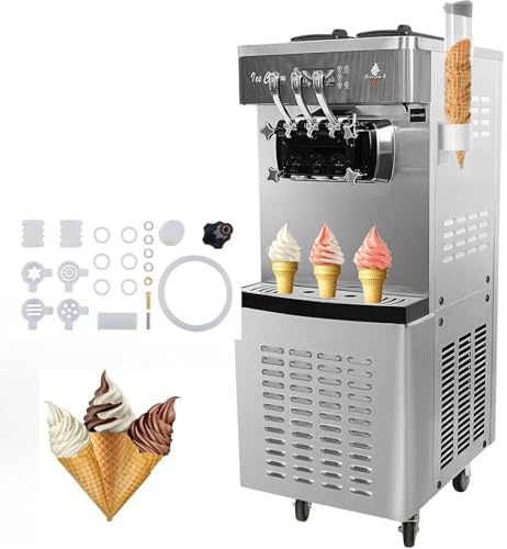 Macchina Gelato Commerciale 20-28 L/H 2400W 3 Sapori, Macchina Gelato Dura Controsoffitto Sapore, Per Yogurt Caffè Snack-Bar Ristorante Supermercato