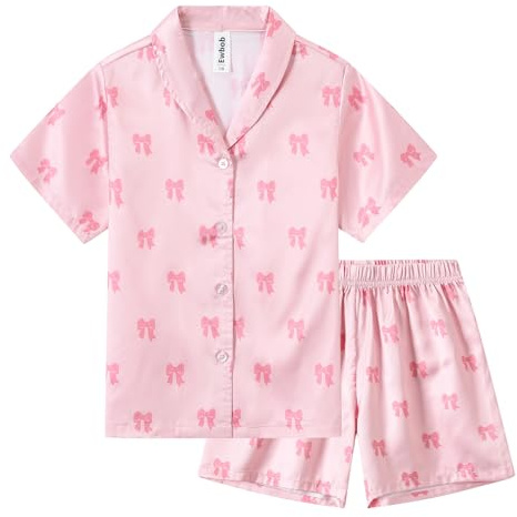 Ewbob Pijama para Niñas,Lindo Traje de Pijama para Niñas de Seda,Ropa De Dormir con Dibujos Animados