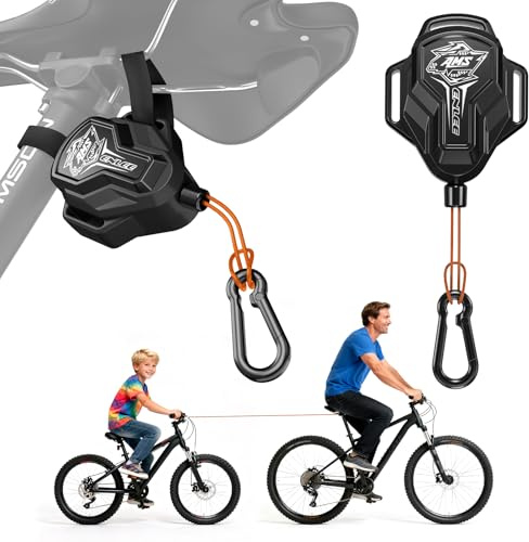 2,5 m Corde de Remorquage Velo Enfant Barre Corde Nylon de Traction Rétractable pour Enfants Adults Système de Remorquage Accessoires Velo Capacité de Charge 100kg pour VTT Route Promenades Randonnées