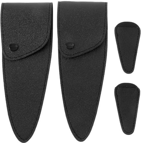 PRETYZOOM 4pcs Pu Scissor Covers Set 2 Medium and 2 Rounded Small Protective Cases, Washable Hand-Sewn Scissor Sleeve Covers for Hairstylists and Manicure Tools