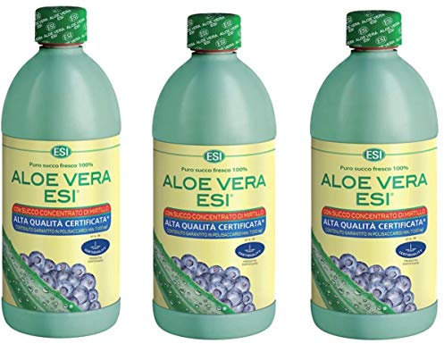 ESI - ALOE VERA CON SUCCO DI MIRTILLO 3 CONFEZIONI DA 1000ML depurativa e con 7000 mg/litro di polisaccaridi