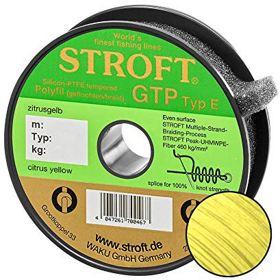 WAKU Stroft Schnur GTP Typ E geflochten zitrusgelb 150m Typ E1 4,75 kg