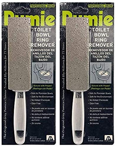 PUMIE Toilet Bowl Ring Remover, TBR-6, Pumice Stone with Handle, Removes Unsightly Toilet Rings and Stains from Toilets; Sinks; Tubs; Showers, Safe for Porcelain, Pack of 2