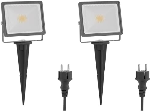 ledscom.de 2x LED trädgårdsstrålkastare FLIN med jordspett
